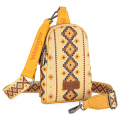 WG2205-210  Wrangler Aztec Print Crossbody Sling Chest Bag  - Yellow