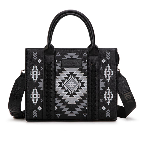 WG2206-8120S  Wrangler Aztec Pattern Print -Tote/Crossbody -Black