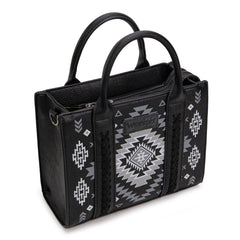 WG2206-8120S  Wrangler Aztec Pattern Print -Tote/Crossbody -Black