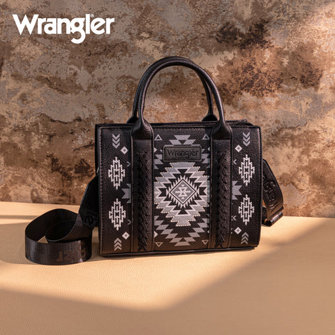 WG2206-8120S  Wrangler Aztec Pattern Print -Tote/Crossbody -Black