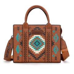 WG2206-8120S  Wrangler Aztec Pattern Print -Tote/Crossbody -Brown
