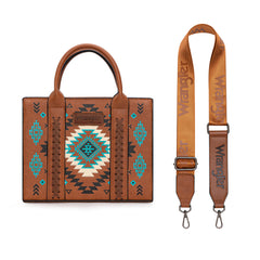 WG2206-8120S  Wrangler Aztec Pattern Print -Tote/Crossbody -Brown