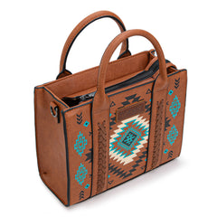 WG2206-8120S  Wrangler Aztec Pattern Print -Tote/Crossbody -Brown