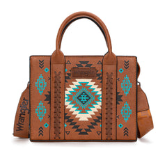 WG2206-8120S  Wrangler Aztec Pattern Print -Tote/Crossbody -Brown