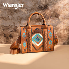 WG2206-8120S  Wrangler Aztec Pattern Print -Tote/Crossbody -Brown