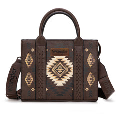 WG2206-8120S  Wrangler Aztec Pattern Print -Tote/Crossbody -Coffee