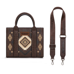 WG2206-8120S  Wrangler Aztec Pattern Print -Tote/Crossbody -Coffee