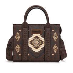 WG2206-8120S  Wrangler Aztec Pattern Print -Tote/Crossbody -Coffee