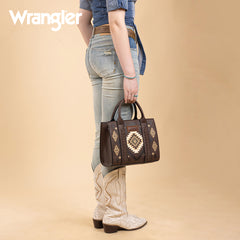 WG2206-8120S  Wrangler Aztec Pattern Print -Tote/Crossbody -Coffee