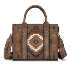 WG2206-8120S  Wrangler Aztec Pattern Print -Tote/Crossbody -Dark Khaki