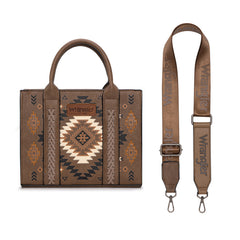 WG2206-8120S  Wrangler Aztec Pattern Print -Tote/Crossbody -Dark Khaki
