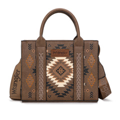 WG2206-8120S  Wrangler Aztec Pattern Print -Tote/Crossbody -Dark Khaki