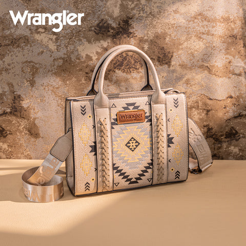 WG2206-8120S  Wrangler Aztec Pattern Print -Tote/Crossbody - Khaki