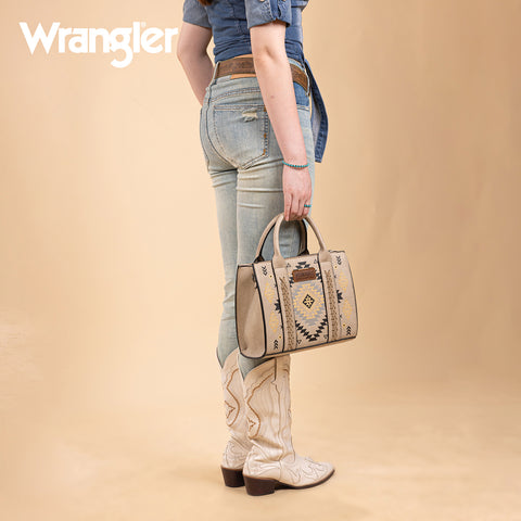 WG2206-8120S  Wrangler Aztec Pattern Print -Tote/Crossbody - Khaki