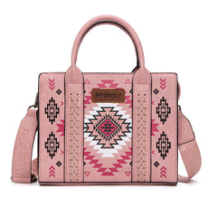 WG2206-81202S  Wrangler Aztec Pattern Print -Tote/Crossbody -Pink