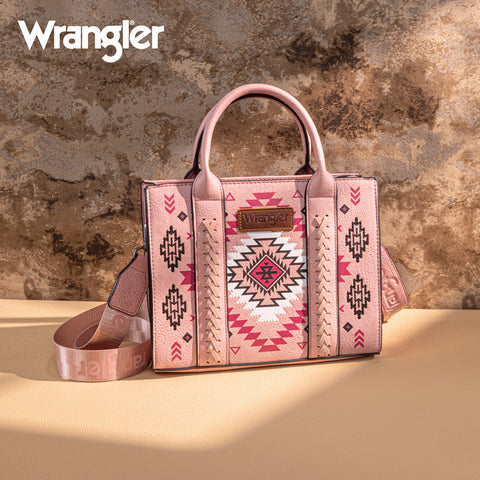 WG2206-8120S  Wrangler Aztec Pattern Print -Tote/Crossbody -Pink