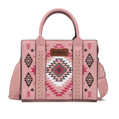 WG2206-81202S  Wrangler Aztec Pattern Print -Tote/Crossbody -Pink