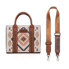 WG2206-8120S  Wrangler Aztec Pattern Print -Tote/Crossbody -Tan