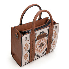 WG2206-8120S  Wrangler Aztec Pattern Print -Tote/Crossbody -Tan