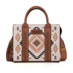WG2206-8120S  Wrangler Aztec Pattern Print -Tote/Crossbody -Tan