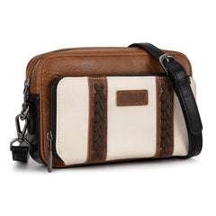 WG2207-30031  Wrangler Crossbody Purse With Wallet Compartment -Brown-Tan