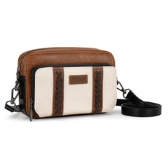 WG2207-30031  Wrangler Crossbody Purse With Wallet Compartment -Brown-Tan