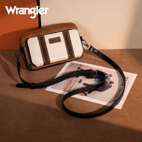 WG2207-30031  Wrangler Crossbody Purse With Wallet Compartment -Brown-Tan