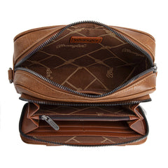 WG2207-30031  Wrangler Crossbody Purse With Wallet Compartment -Brown-Tan