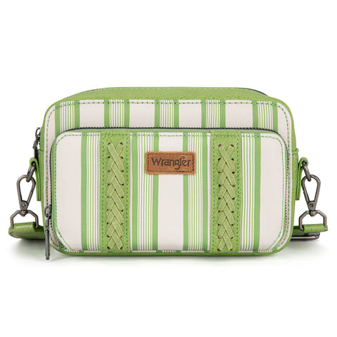WG2207-3006  Wrangler Stripe Printed Crossbody Purse With Wallet Compartment - Green