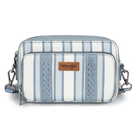 WG2207-3006  Wrangler Stripe Printed Crossbody Purse With Wallet Compartment - Jean