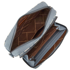 WG2207-3006  Wrangler Stripe Printed Crossbody Purse With Wallet Compartment - Jean