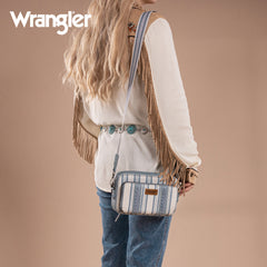 WG2207-3006  Wrangler Stripe Printed Crossbody Purse With Wallet Compartment - Jean