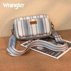 WG2207-3006  Wrangler Stripe Printed Crossbody Purse With Wallet Compartment - Jean