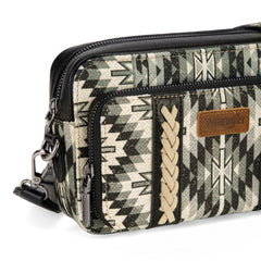 WG2207-3007  Wrangler Southwestern Pattern Dual Sided Print Crossbody Purse With Wallet Compartment - Black