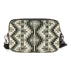 WG2207-3007  Wrangler Southwestern Pattern Dual Sided Print Crossbody Purse With Wallet Compartment - Black