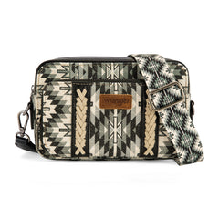 WG2207-3007  Wrangler Southwestern Pattern Dual Sided Print Crossbody Purse With Wallet Compartment - Black
