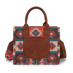WG2209-8120S  Wrangler Aztec Pattern Dual Sided Print -Tote/Crossbody -Burgundy