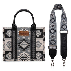 WG2209-8120S  Wrangler Aztec Pattern Dual Sided Print -Tote/Crossbody -Black