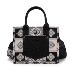WG2209-8120S  Wrangler Aztec Pattern Dual Sided Print -Tote/Crossbody -Black