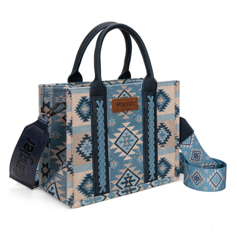 WG2209-8120S  Wrangler Aztec Pattern Dual Sided Print -Tote/Crossbody -Jean