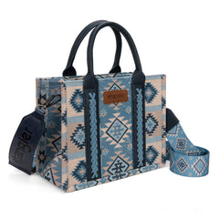 WG2209-8120S  Wrangler Aztec Pattern Dual Sided Print -Tote/Crossbody -Jean