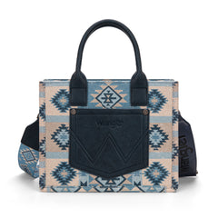 WG2209-8120S  Wrangler Aztec Pattern Dual Sided Print -Tote/Crossbody -Jean