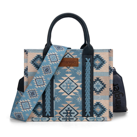 WG2209-8120S  Wrangler Aztec Pattern Dual Sided Print -Tote/Crossbody -Jean