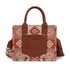 WG2209-8120S  Wrangler Aztec Pattern Dual Sided Print -Tote/Crossbody -Tan