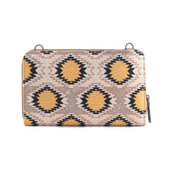 WG221-183  Wrangler Aztec Distressed Print Dual Sided Print Phone Wallet Crossbody-Beige