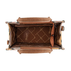 WG221-8120  Wrangler Aztec Distressed Print Dual Sided Print -Tote/Crossbody -Beige