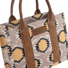 WG221-8120  Wrangler Aztec Distressed Print Dual Sided Print -Tote/Crossbody -Beige