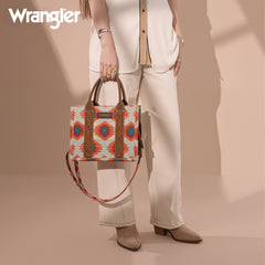 WG221-8120  Wrangler Aztec Distressed Print Dual Sided Print -Tote/Crossbody -Red