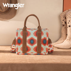 WG221-8120  Wrangler Aztec Distressed Print Dual Sided Print -Tote/Crossbody -Red