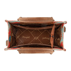 WG221-8120  Wrangler Aztec Distressed Print Dual Sided Print -Tote/Crossbody -Red